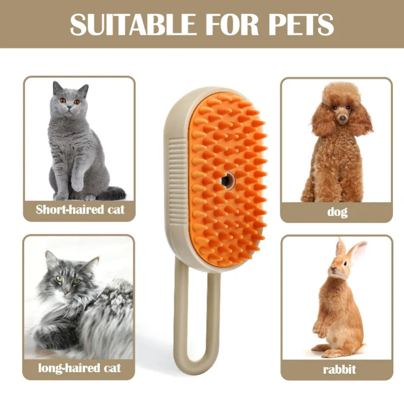 Steam Brush Cat for Easy Pet Grooming & Hair Removal