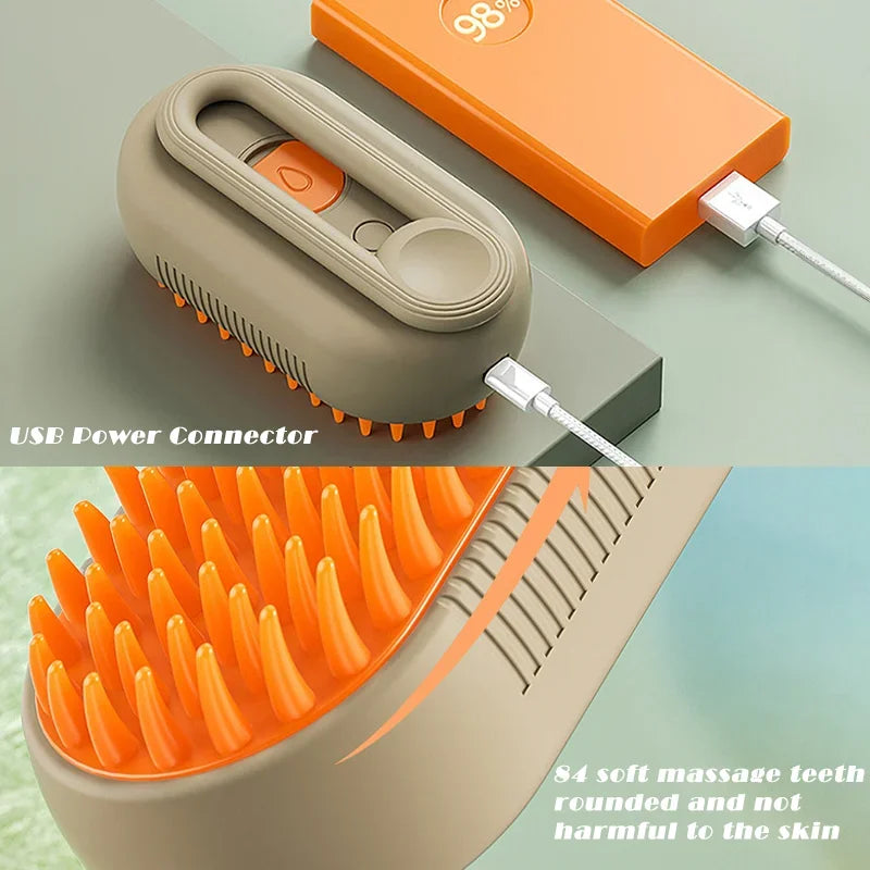Steam Brush Cat for Easy Pet Grooming & Hair Removal