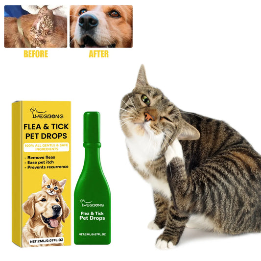 Pet Anti Flea Drops for Cats and Dogs - Flea and Tick Treatment Solution