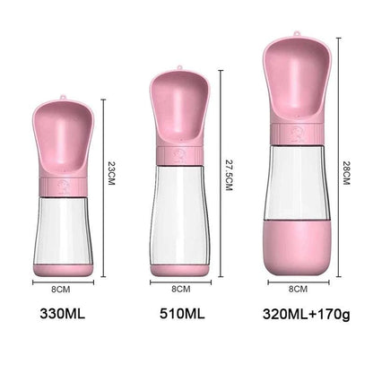 Portable Dog Water Bottle With Food Container - Travel 2 in 1
