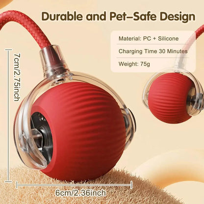 Cat Interactive Ball Toy, Smart Pet Toy with Tail, Rechargeable