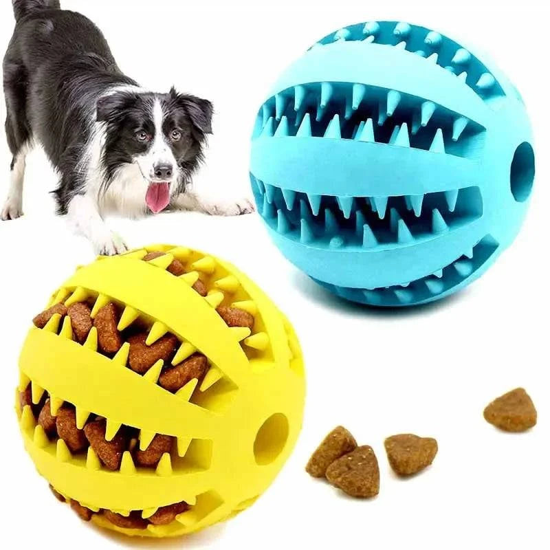 Silicone pet dog toy ball with interactive design and bite-resistant features for small dogs, ideal for tooth cleaning and play.